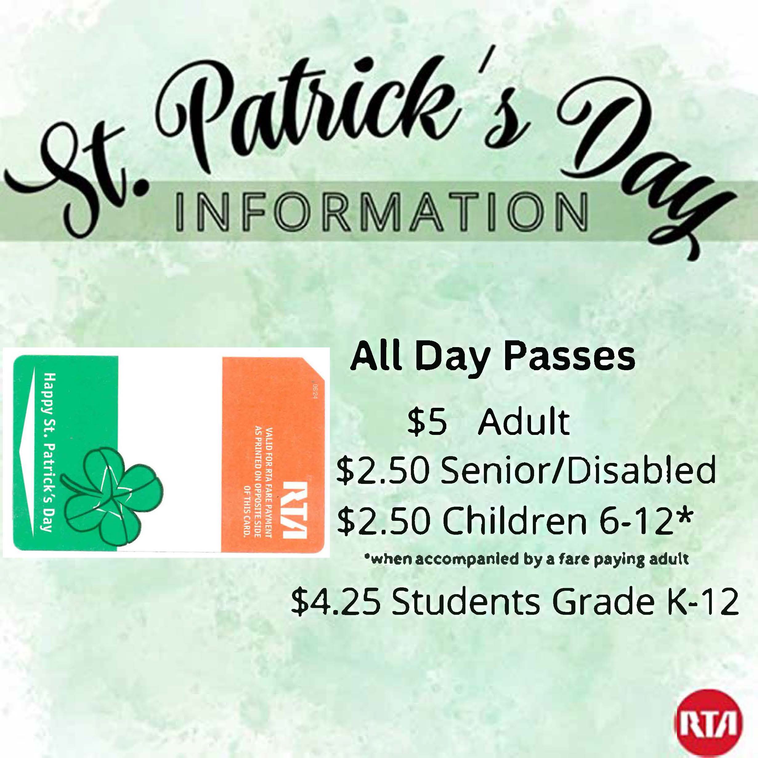  Ride RTA to the St. Patrick’s Day Parade and Enjoy