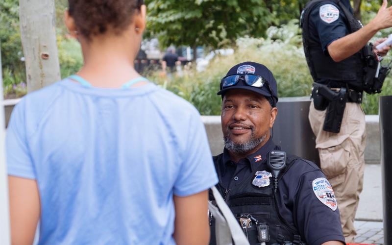 Transit Police officer at community event