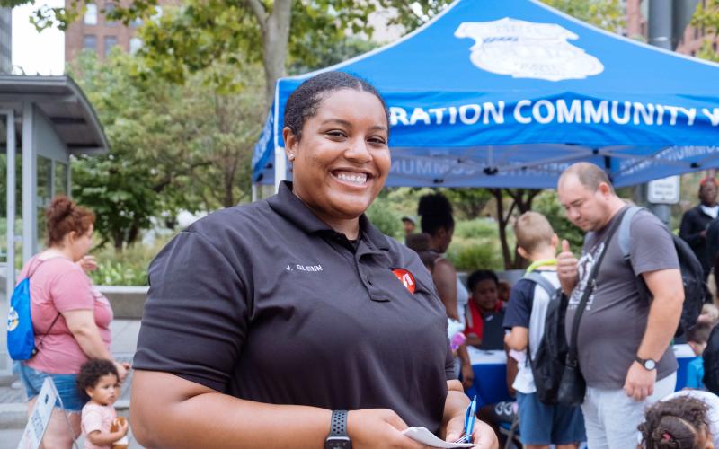 Transit Police officer at Community event