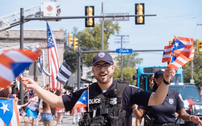 Transit Police Officer celebrates at 2024 Puerto Rican Parade